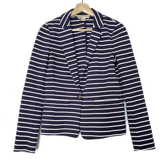 Michael Kors | Navy White Striped Soft Blazer - Picture 1 of 6